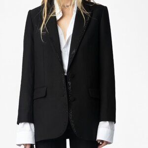Zadig and Voltaire Viva Rhinestone Blazer 34 XS NWT